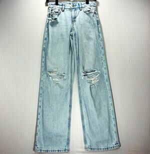 American Eagle Jeans Women’s Curvy Stovepipe High Rise Straight 000 Light Wash